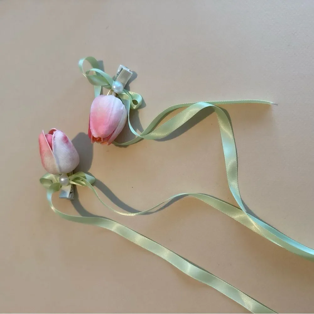 Pink Floral Hair Accessories K14